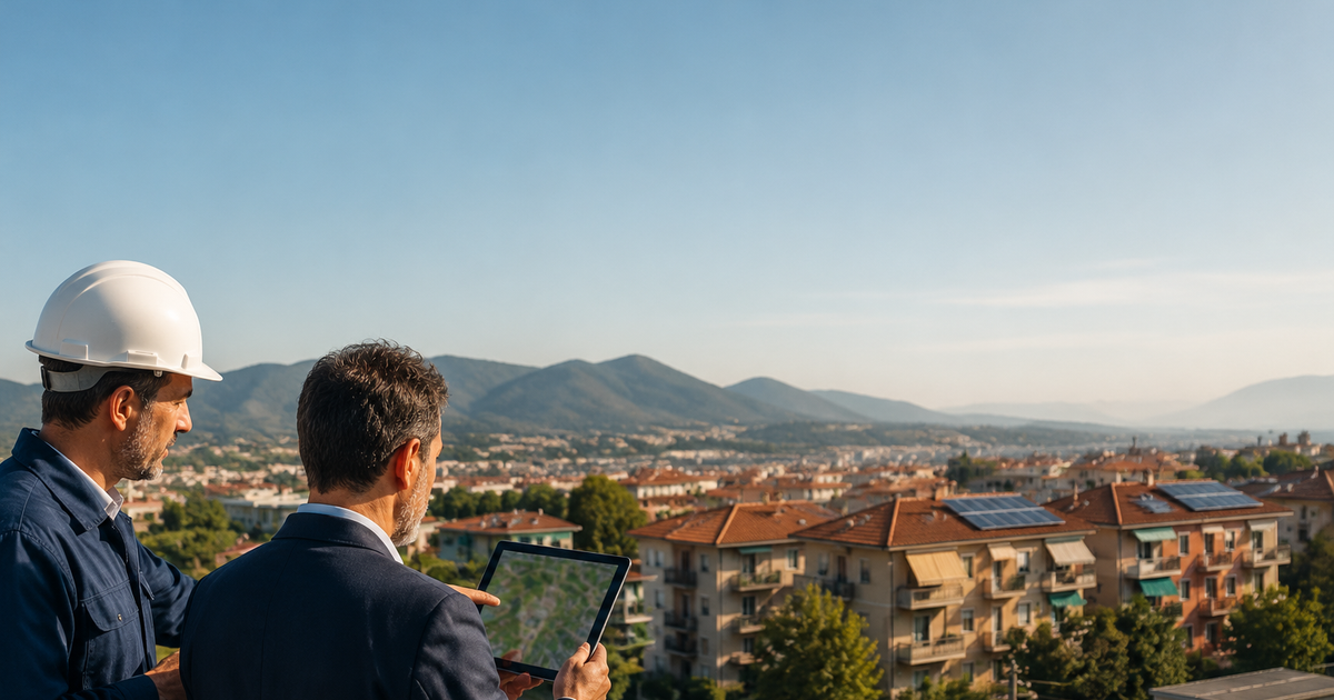 Tecnici verificano un immobile per una comunità energetica in Campania